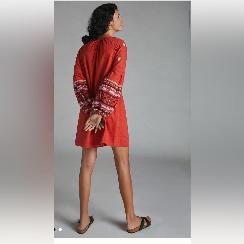 Anthropologie Seen Worn Kept Ruby Embroidered Dre… - image 3